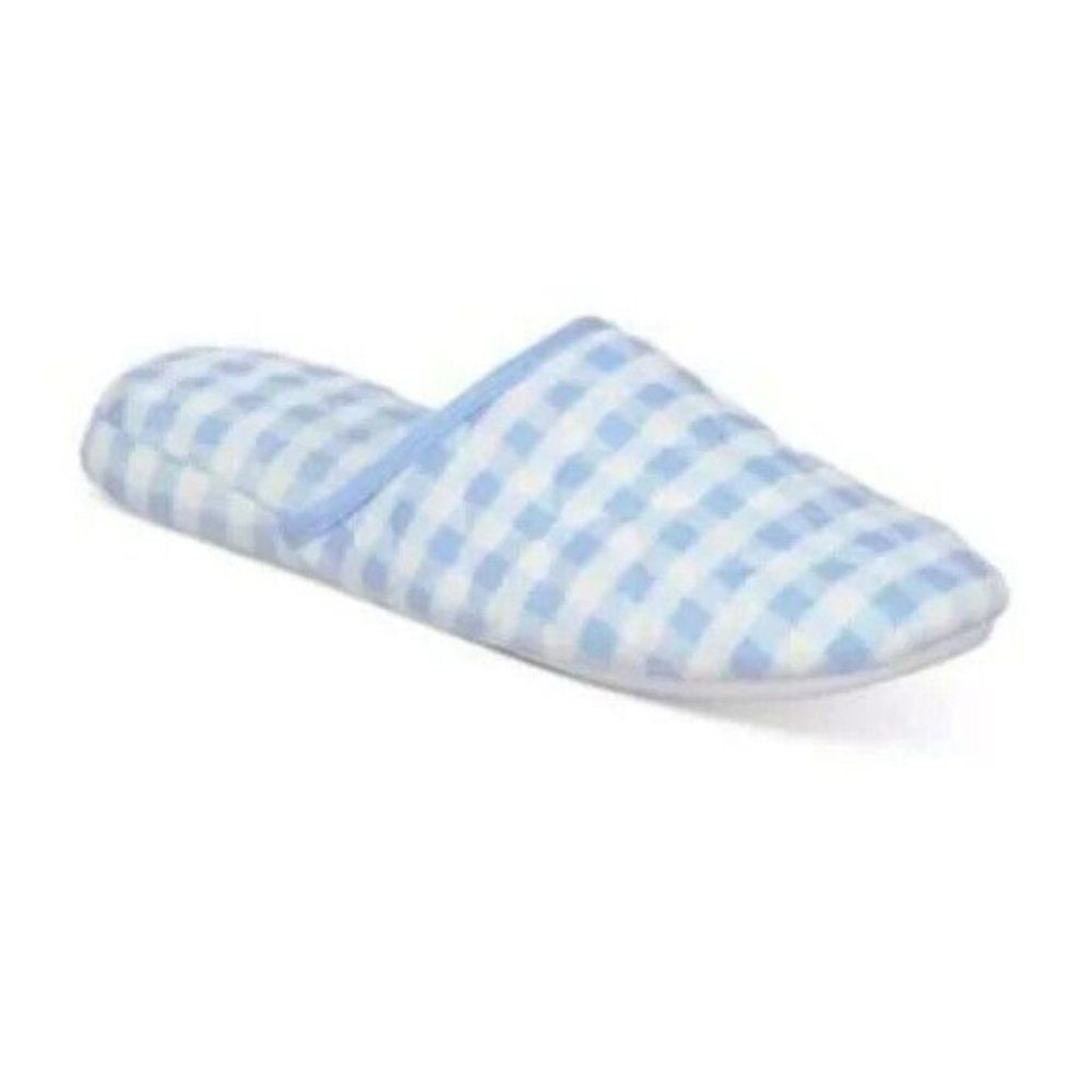 Charter Club Women's Quilted Gingham Clog Slippers, blue